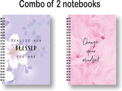 ROT RIX combo of 2 Notebooks A5 Diary Unruled 144 Pages(Purple, Pink, Pack of 2)