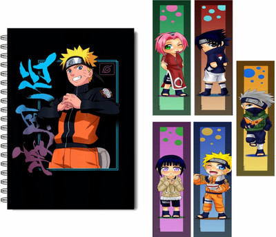 craft maniacs NARUTO DIARY + BM A5 Notebook RULED 160 Pages(NARUTO BLACK ACKGROUND A5 DIARY + FREEBIE BOOKMARKS)