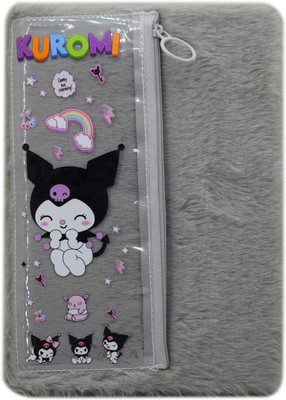 Kidizkart Kuromi Fur Diary with Inbuilt Pouch A5 Diary Ruled 70 Pages(Grey)