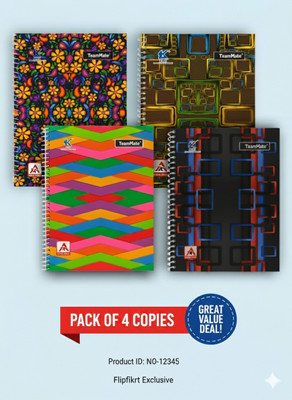 ABC Premium A4 notebook 200 page each A4 Notebook UNRULED / PLAIN 200 Pages(Premium-textured, Pack of 4)