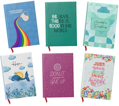 SUNDARAM Diaries Case Bound A5 Diary A5 Single Line 192 Pages(Multicolor, Pack of 6)