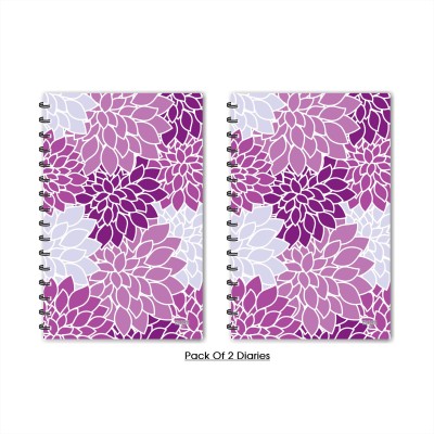 SADAFAL Pink Flowers Art (Ruled) Designer Diary, Journal- Pack of 2 Diaries A5 Diary Ruled 160 Pages(Multicolor, Pack of 2)