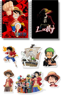 buddytales One Piece Anime notebook combo with free stickers , Anime Stationary A5 Notebook Unruled 180 Pages(Black, Red, Pack of 2)
