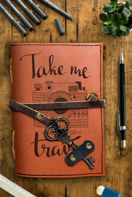 DI-KRAFT Handmade Classic Design Leather-Printed Leather A6 Diary Unruled 200 Pages(Brown 17)
