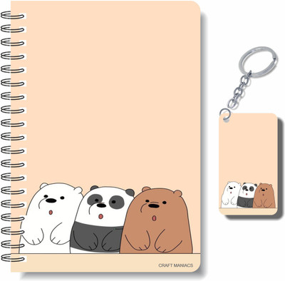 craft maniacs BARE BEARS 2023 COLLECTION A5 Notebook RULED 160 Pages(Multicolor)