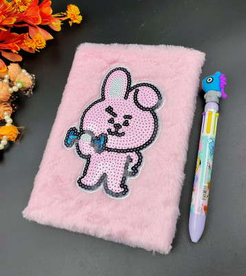 Paper Bear BTS A4 Diary Unrolled 70 Pages(Pink, Pack of 2)