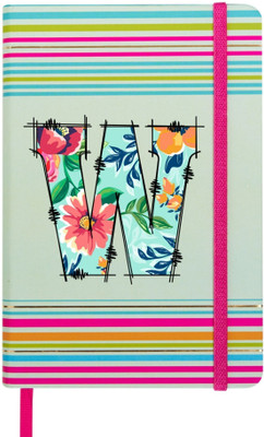 Doodle Stripes Theme Premium Hard Bound B6 Notebook Diary Ruled 192 Pages(Initial W)