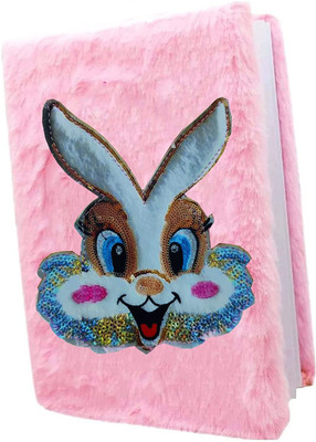 Neel Fur BUNNY Diary for Kids Personal Fur School Notebook Birthday Return Gift Set A5 Notebook Both Side Ruled 160 Pages(Pink)