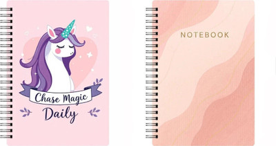 Artable Combo Pack A5 Notebook Ruled 160 Pages(Pink, Beige)