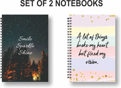 ROT RIX combo of 2 Notebooks A5 Diary Unruled 144 Pages(Yellow, Pink, Blue, Pack of 2)