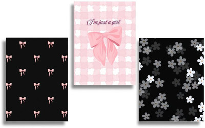SMART FLOOR Cute diary A5 Diary Unruled 80 Pages(Black1,Black,Pink, Pack of 3)