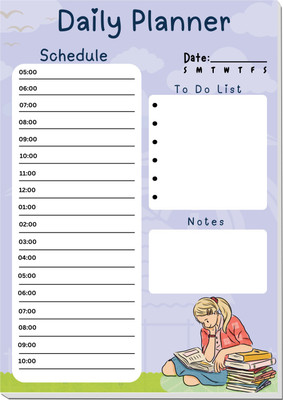 Tanvi Daily Study and Work Planner Size A5 Memo Pad Ruled and Unruled 100 Pages(Blue)