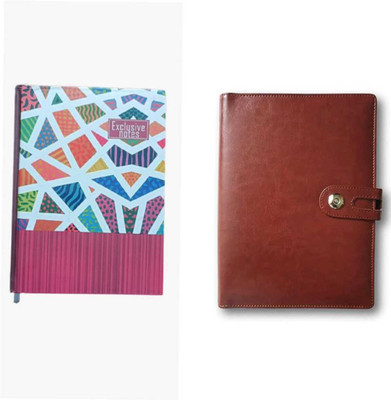 The Startup Bazaar Diary Notebook A4 Diary 2024-2025 200 Pages(Pink, Brown, Pack of 2)