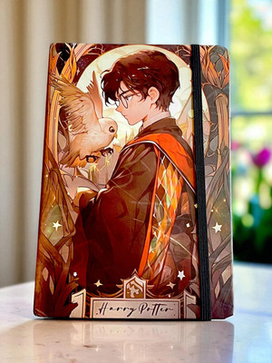SSAppliances Harry Potter A5 Hardcover Diary | Anime Art Cover with Owl | Elastic Band Lock A4 Diary RULLED 100 Pages(Multicolor)