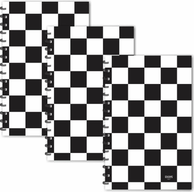 ESCAPER Black Big Checks Chess Pattern (Ruled - A5 Size - SUPER SAVER Pack of 3 Diaries) Designer Diaries A5 Diary Ruled 160 Pages(Black, White, Pack of 3)