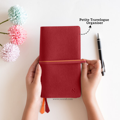 NEORAH PETITE Travellers Notebook SLEEVE + Dotgrid JOURNAL |Faux Leather |3 Card Slots Assorted Organizer Dotgrid 160 Pages(Red) NEORAH PETITE Travellers Notebook SLEEVE + Dotgrid JOURNAL |Faux Leather |3 Card Slots Assorted Organizer Dotgrid 160 Pages(Red)