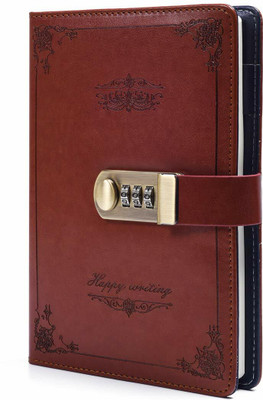Orrda Innovation Lock Diary Number Combination Lock Diary Personal Organizer Book A5 Journal Single Line 200 Pages(Multicolor)