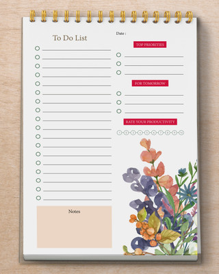 Zaslan To-Do List Notepad Floral Regular Note Pad Ruled 54 Pages(Floral)