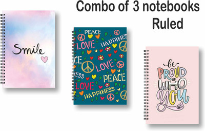 ROT RIX combo of 3 Notebooks A5 Diary ruled 144 Pages(Multicolor, Pack of 3)