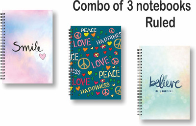 ROT RIX combo of 3 Notebooks A5 Diary ruled 144 Pages(Multicolor, Pack of 3)