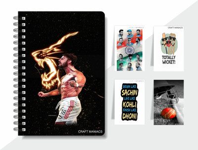 craft maniacs CRICKET 2025 DIARY & BOOKMARK COLLECTION A5 Diary RULED 160 Pages(Blue)