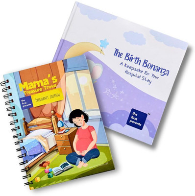 THEFIRSTPARENTS Pregnancy Journal & Hospital Journal Set | Maternity Diary to Document Book-size Journal Ruled 114 Pages(Red & Lavender Violet, Pack of 2)