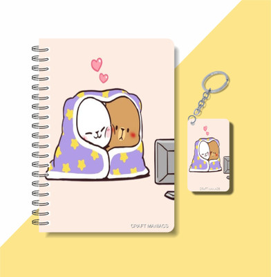 craft maniacs MILK & MOCHA 2024 DIARY & KEYCHAIN A5 Notebook RULED 160 Pages(Multicolor)