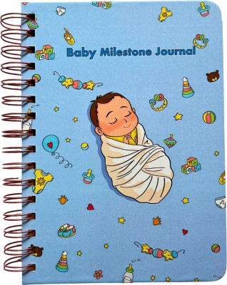 Bop Canvases Baby record book A5 Diary Printed 100 Pages(Sleepy baby blue)