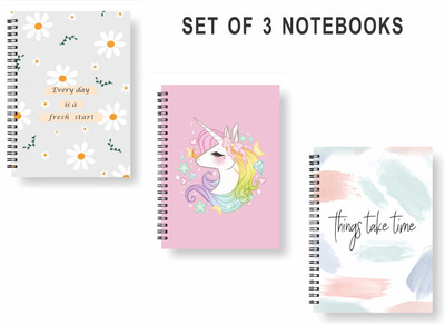 Papco Notebooks A5 Diary Ruled 144 Pages(Multicolor, Pack of 3)