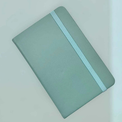 LIOGLOBAL Office School Hard Bound | Notebook with Elastic Lock PU Leather Pocket A6 Notebook SINGLE LINE RULLING 100 Pages(Dark Green)