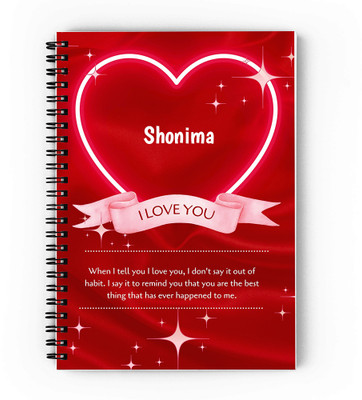 GIFTUATION Love Shonima /spiral diary & gift for couples A5 Diary Unruled 140 Pages(Red)