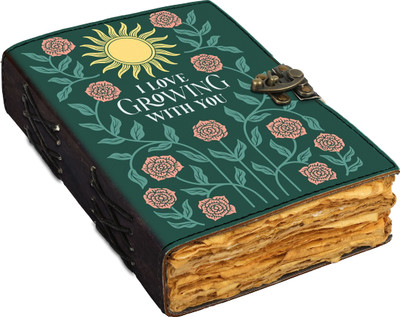 DI-KRAFT Love valentines theme leather jurnal with antique pages A5 Journal unruled 200 Pages(multicolor13)