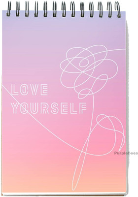 PurpleBees BTS LY PINK notepad for school, collage for bts army fan | A6 Note Pad Plain 50 Pages(Multicolor)