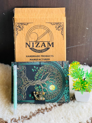 NIZAM HANDICRAFT Tree Printed Diary Notebook With Lock Clasp For Gift/Office A5 Diary 200 200 Pages(Multicolor)