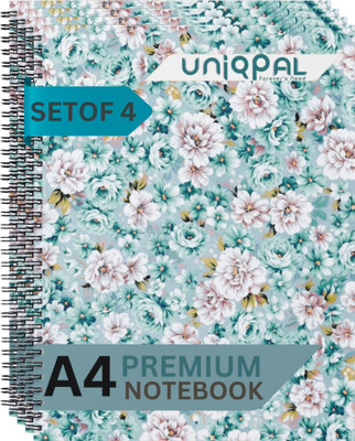 UNIQPAL Set of 4 A4 Notebook RULED /LINE 120 Pages(Multicolor, Pack of 4)