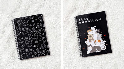 therachelsroom PAW SERIES A5 Notebook SINGLE RULE 120 Pages(Black, Pack of 2)