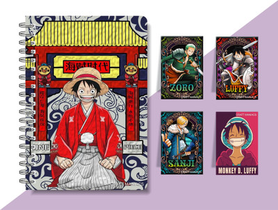 craft maniacs ANIME DIARY & 4 MAGNETIC BOOKMARKS A5 Diary RULED 160 Pages(Multicolor)