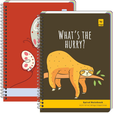 Pragya Subject Notebook | 6 Subject Spiral Notebook A4 Notebook Colour Coded Sheets 500 Pages(Multicolor, Pack of 2)