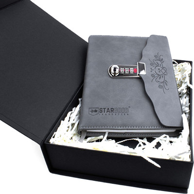 Stargood Innovation Lock Diary with Gift Box A5 Diary Ruled 162 Pages(Ash Grey)