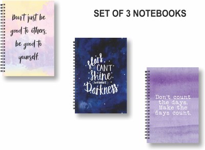 ROT RIX combo of 3 Notebooks A5 Diary Ruled 144 Pages(Violet, Multicolor, Pack of 3)