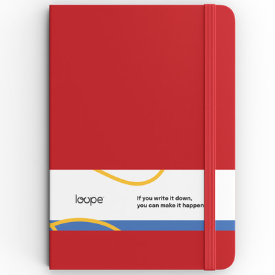 Loope Notebook A5 Notebook Ruled 192 Pages(Red)