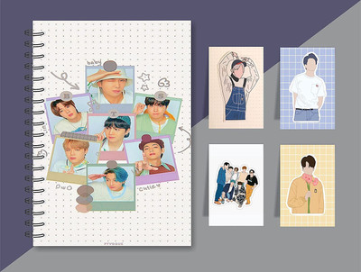 craft maniacs BTS DIARY & 4 MAGNETIC BOOKMARKS A5 Diary RULED 160 Pages(Blue)