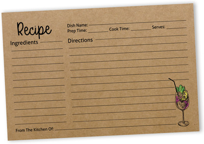 Inkdotpot Recipe Card Regular Planner Unruled 50 Pages(Brown, Pack of 50)