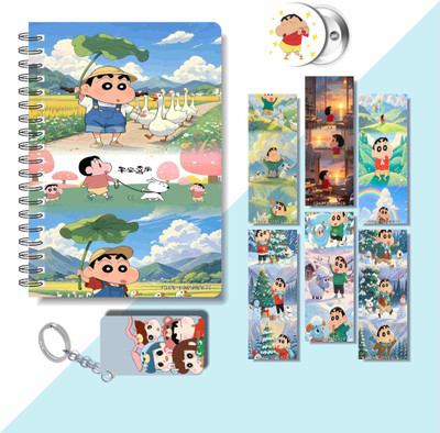 craft maniacs 2025 SHINCHAN DIARY & 6 FREEBIE BOOKMARKS & ONE KEYCHAIN & ONE BADGE A5 Diary RULED 160 Pages(Multicolor)