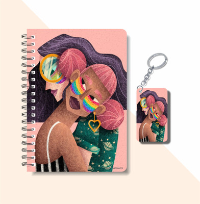 craft maniacs PRIDE A5 Notebook RULED 160 Pages(HUG PINK GRAPHIC ART)