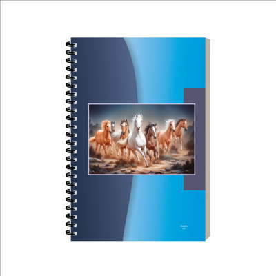 ESCAPER Seven Horse Diary, Aesthetic Stationery Notebook, Notepad A5 Diary Ruled 160 Pages(Seven Horses Design 3)