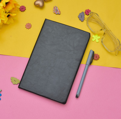 SPM Premium Leather Travel Journal Diary for Gifting Purpose A5 Diary Ruled 200 Pages(Black)
