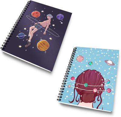 DI-KRAFT Diary Combo Pack | Printed Diary combo Pack | BTS New Collection A5 Diary Unruled 120 Pages(Light Biue and Sky, Pack of 2)