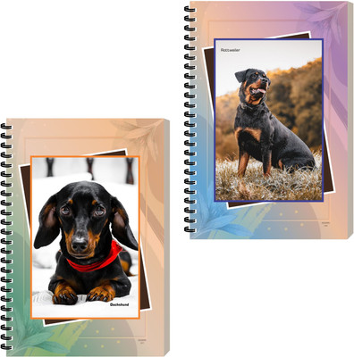 ESCAPER Dog Journal Notebook, Spiral Notepad For Writing, Travel Diary A5 Diary Ruled 160 Pages(Combo- B, Pack of 2)