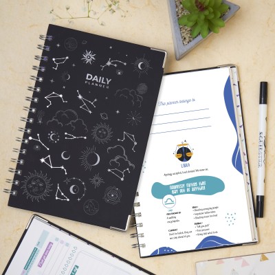 Doodle Zodiac Hard Bound Daily A5 Planner Ruled 192 Pages(Libra)